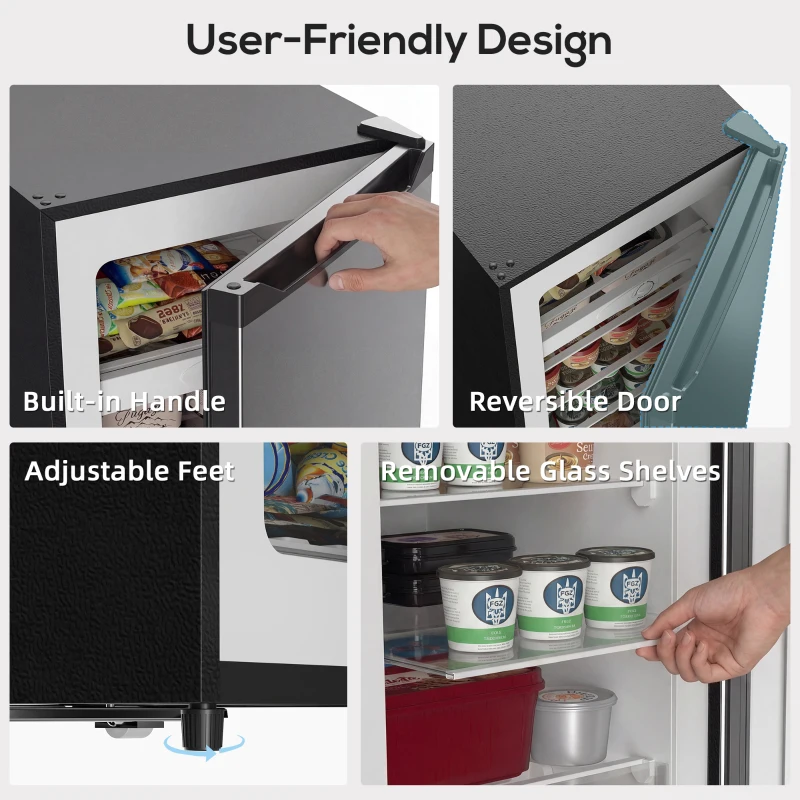 HOMCOM 7.0 Cu.Ft Upright Freezer, Compact Stand Up Freezer with 6 Adjustable Shelves, Reversible Door for Home Office, Silver