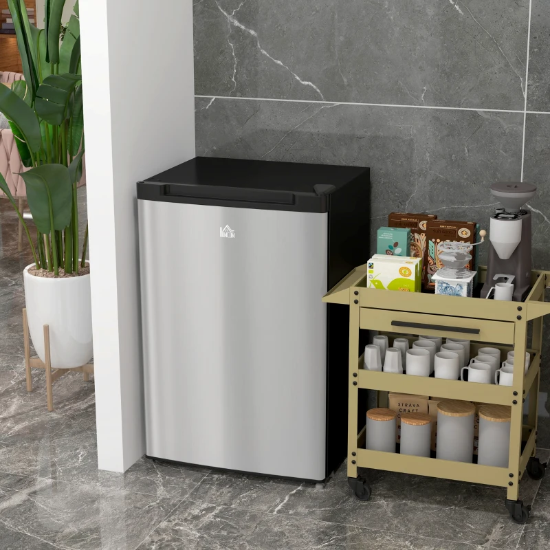 HOMCOM Upright Freezer, 3 Cu.Ft Mini Freezer with Reversible Single Door, Adjustable Thermostat for Home, Dorm, Silver