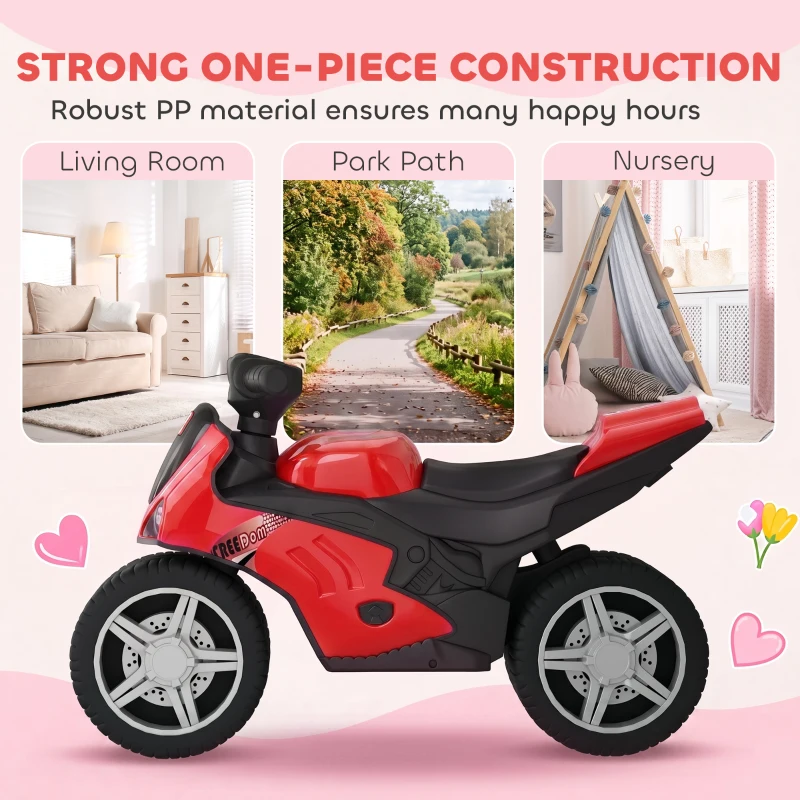 Qaba Balance Bike with Music and Wide Tires Baby Balance Bike for Toddlers 1-3 Years Red