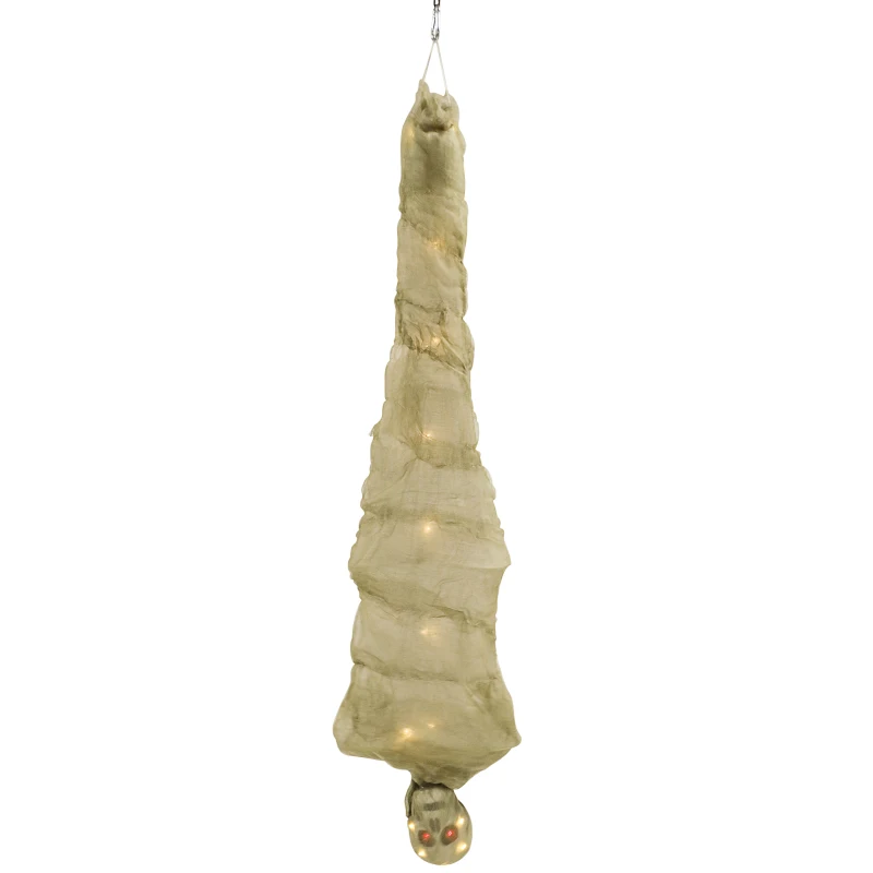 HOMCOM 6FT Life Size Halloween Hanging Mummy, Upside Down Cocoon Dead Body Decoration with Sound Touch Activated