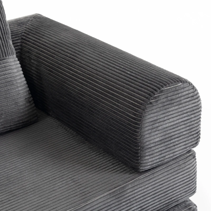 HOMCOM 5-in-1 Convertible Sofa Bed, L-Shaped Loveseat Reversible Sleeper Sofa with 2 Pillows, Dark Grey