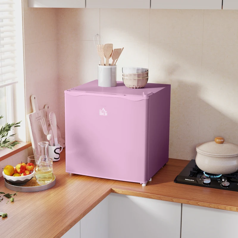 HOMCOM 1.1 Cu. Ft. Mini Freezer, Compact Upright Freezer with Reversible Door, Removable Shelf, Adjustable Temperature, Pink