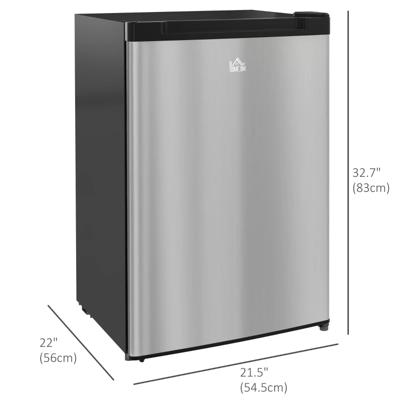HOMCOM Upright Freezer, 3 Cu.Ft Mini Freezer with Reversible Single Door, Adjustable Thermostat for Home, Dorm, Silver