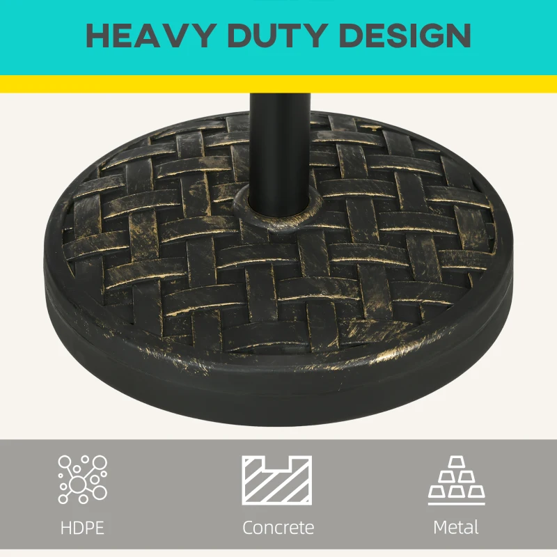 Outsunny 40lbs. Concrete Umbrella Base with Rattan Effect, Heavy Duty Parasol Stand for Outdoor Patio Umbrella, Bronze