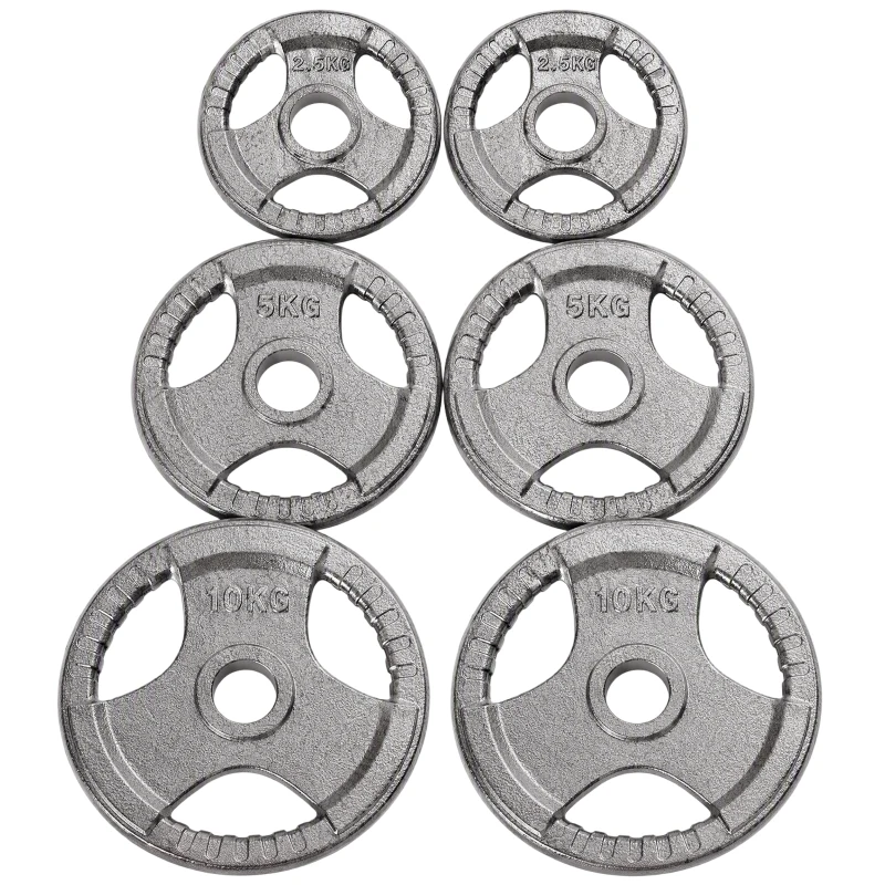 Soozier 6 PCS Weight Plates Grip Plate Sets for Strength and Weightlifting Training, Barbell Weight Set for Home, 77 Lbs Total