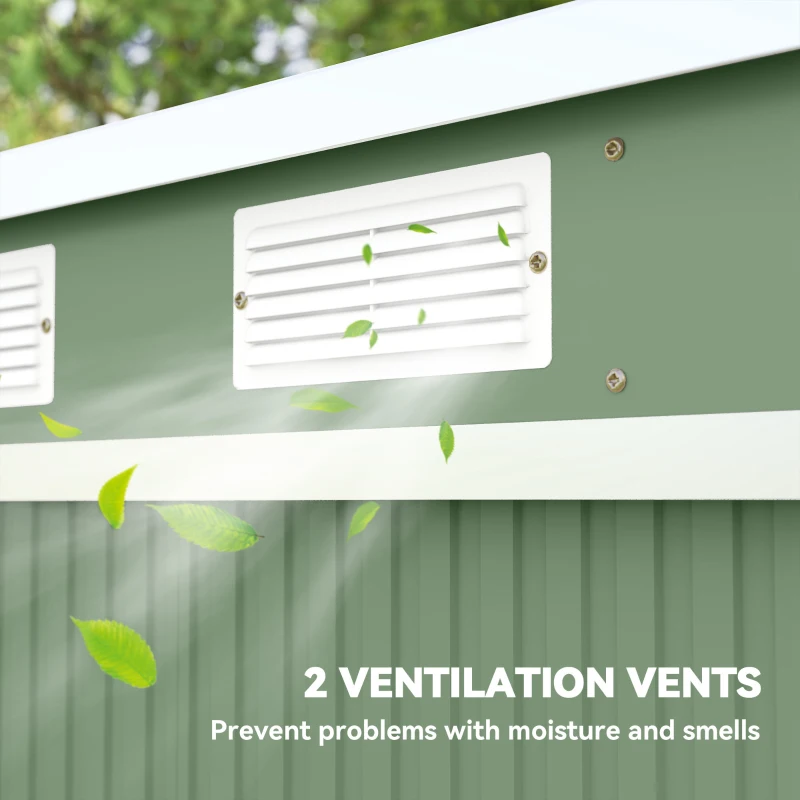 Outsunny 7' x 4' Galvanised Steel Garden Shed, with Foundation Kit - Green