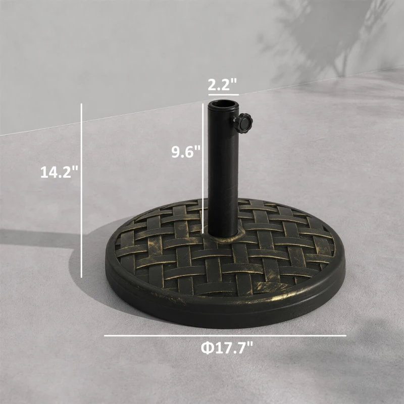 Outsunny Concrete Umbrella Base, 40 lbs. Heavy Duty Umbrella Stand with Metal Umbrella Holder for Outdoor, Lawn, Deck, Bronze