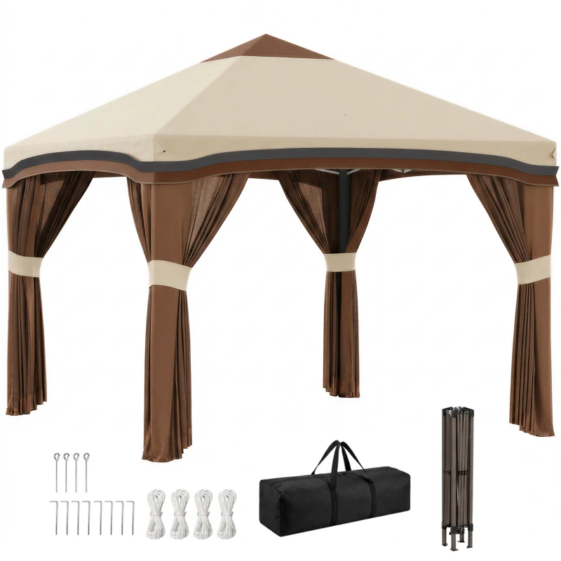 Outsunny 10' x 10' Pop Up Canopy with Netting, Foldable Tents for Parties, Height Adjustable, with Storage Bag