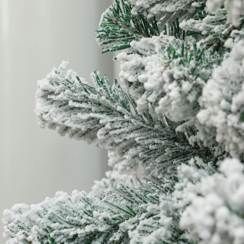HOMCOM 6ft Snow Flocked Christmas Tree with 650 Branch Tips, Hinged Design, Artificial Fir Xmas Tree, Green and White