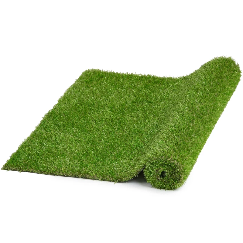 Outsunny 10' x 3' Artificial Grass Turf, Easy-Clean Indoor Outdoor Rug with Drainage Holes, Cut-to-Fit Fake Grass Turf Mat, 1.2" Thick Dogs Pet Synthetic Lawn Carpet for Landscape Backyard Patio