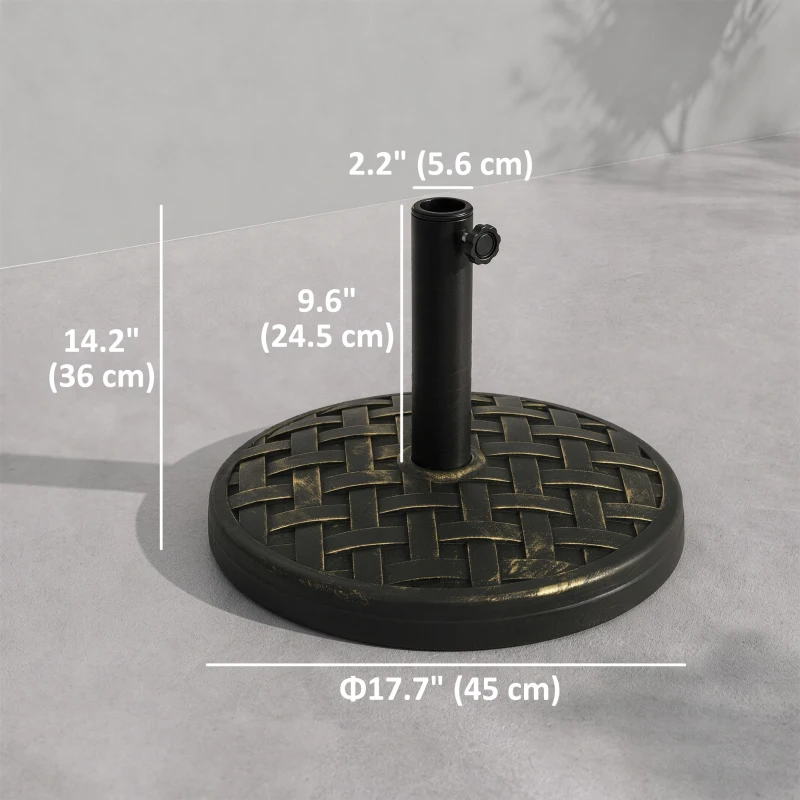 Outsunny 40lbs. Concrete Umbrella Base with Rattan Effect, Heavy Duty Parasol Stand for Outdoor Patio Umbrella, Bronze