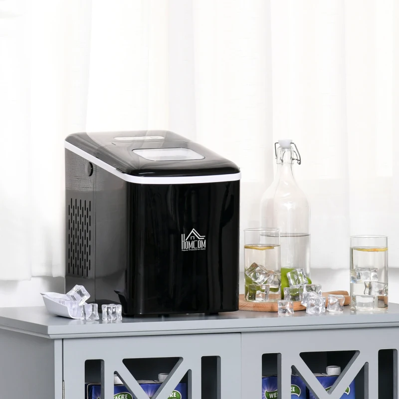 HOMCOM Portable Countertop Ice Maker Machine, 9 Cubes in 8 Minutes, Ice Machine for Freezer 27lbs/24H, Automatic Cleaning with Scoop and Basket for Kitchen Home Office Bar