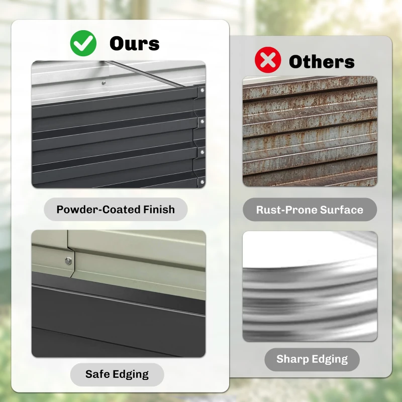 Outsunny Galvanized Raised Garden Bed, 4' x 2' x 1' Metal Planter Box, for Growing Vegetables, Flowers, Herbs, Succulents, Gray