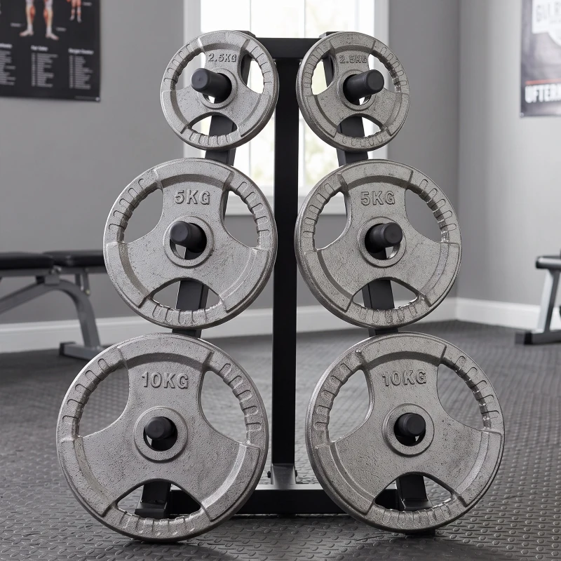 Soozier 6 PCS Weight Plates Grip Plate Sets for Strength and Weightlifting Training, Barbell Weight Set for Home, 77 Lbs Total
