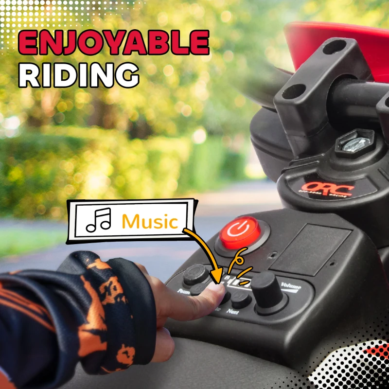Qaba 12V Kids Dirt Bike, Electric Motorcycle with Twist Grip Throttle, Training Wheels, Rear Suspension & Music, Red