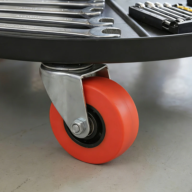 HOMCOM Shop Stool, Pneumatic Adjustable Mechanic Stool, with Tool Tray, Wheels - Orange