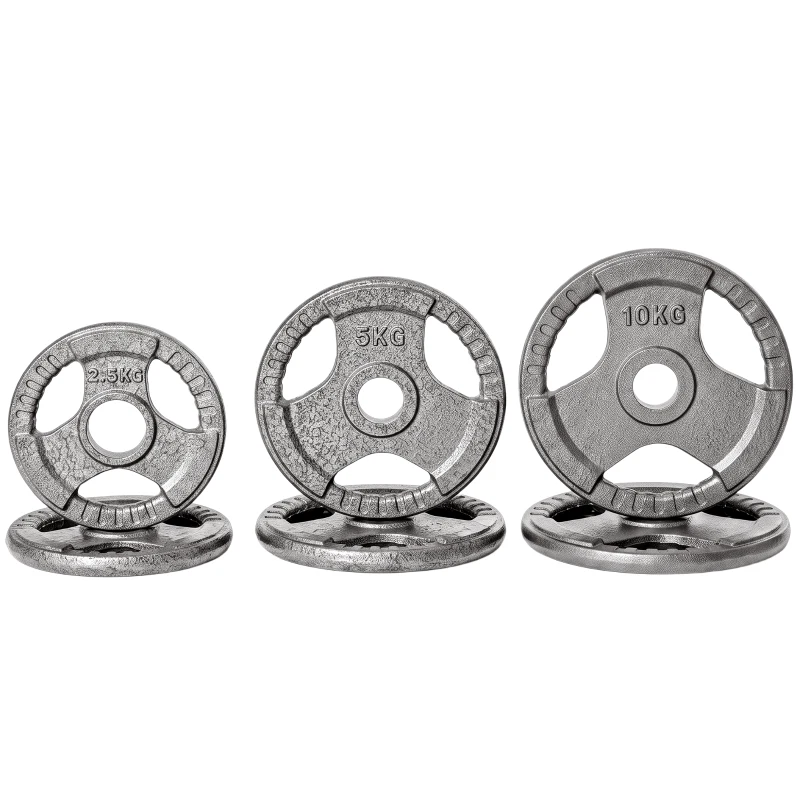 Soozier 6 PCS Weight Plates Grip Plate Sets for Strength and Weightlifting Training, Barbell Weight Set for Home, 77 Lbs Total