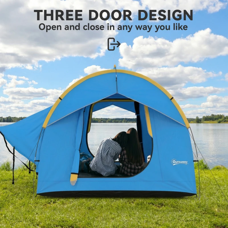 Outsunny 3000mm Waterproof SUV Tent, Car Tent with 3 Doors and Mesh Window, for 5-6 Person Camping Travel, Blue and Orange