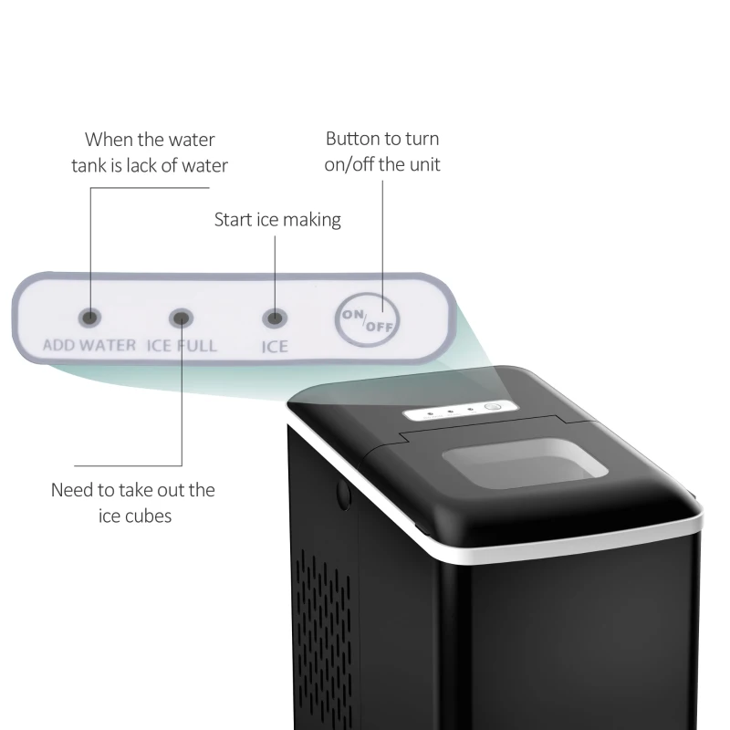 HOMCOM Portable Countertop Ice Maker Machine, 9 Cubes in 8 Minutes, Ice Machine for Freezer 27lbs/24H, Automatic Cleaning with Scoop and Basket for Kitchen Home Office Bar
