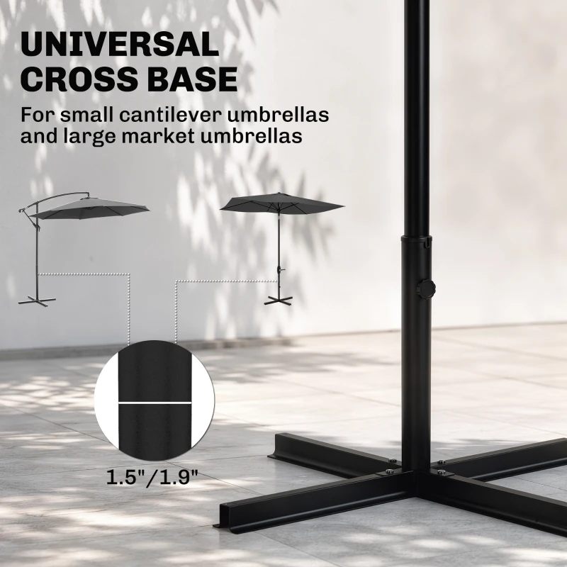 Outsunny Outdoor Universal Cross Brace Stand for Small Offset Umbrella or Large Market Umbrella, Black