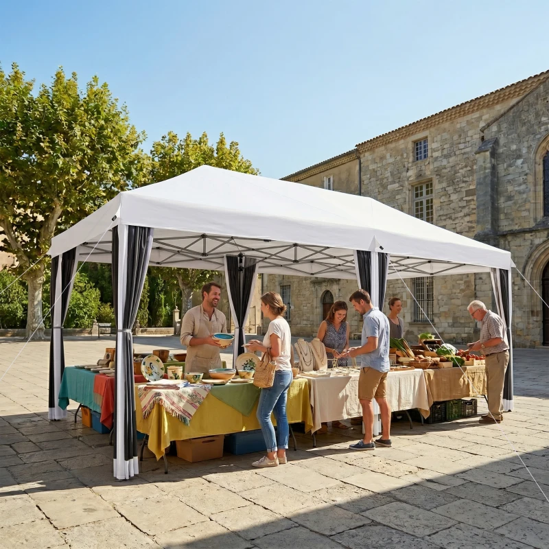 Outsunny 10' x 20' Pop Up Canopy Tent with Netting, Heavy Duty Instant Sun Shelter, Large Tents for Parties with Carry Bag for Outdoor, Garden, Patio, Cream White