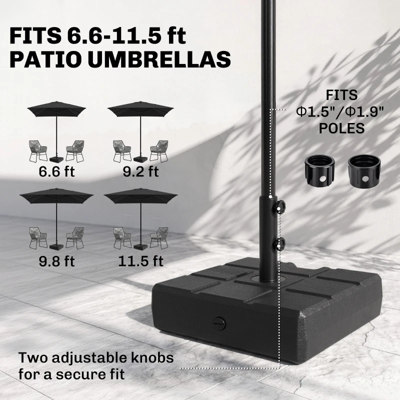 Outsunny Umbrella Stand for 1.5", or 1.9" Umbrella Poles, Fillable Umbrella Base, Black