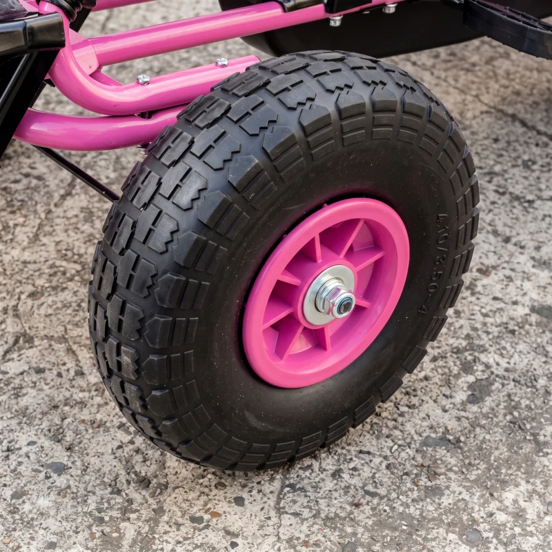 Qaba Kids Go Kart, Pedal Car with Adjustable Seat, EVA Wheels, Brake, for Boys & Girls Aged 3-8 Years Old, Pink