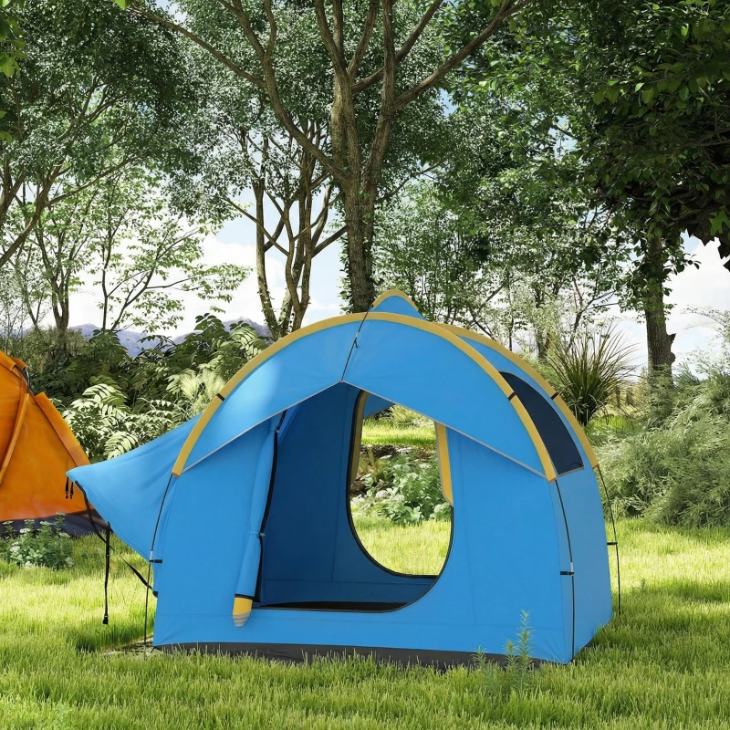 Outsunny 3000mm Waterproof SUV Tent, Car Tent with 3 Doors and Mesh Window, for 5-6 Person Camping Travel, Blue and Orange