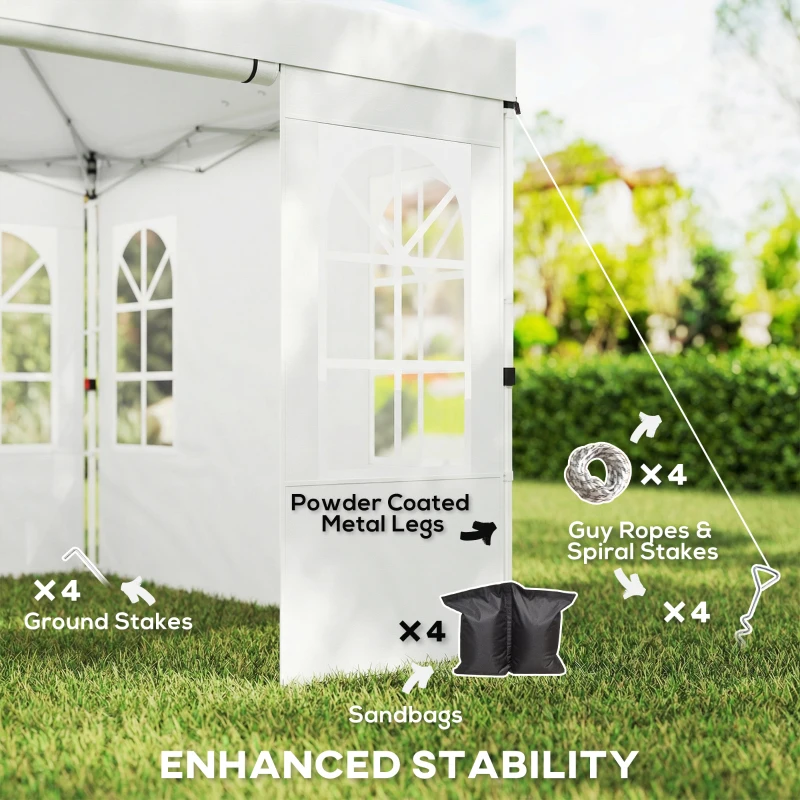 Outsunny 9.6 x 9.6 ft Pop Up Canopy Tent with Sidewalls, One Push Setup, UPF50+ Portable Instant Canopy Shelter, White