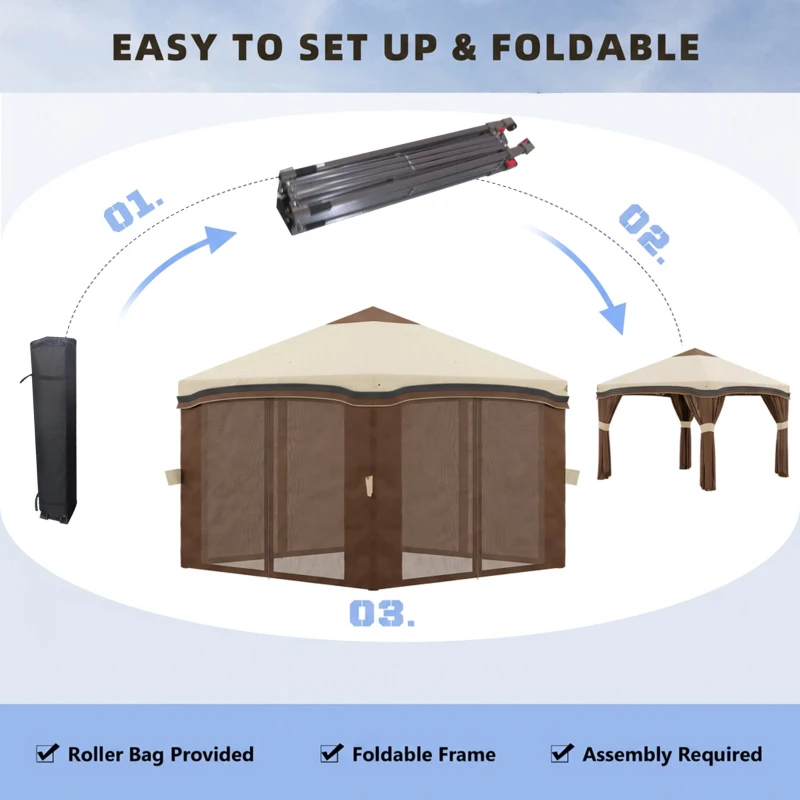 Outsunny 10' x 10' Pop Up Canopy with Netting, Foldable Tents for Parties, Height Adjustable, with Storage Bag