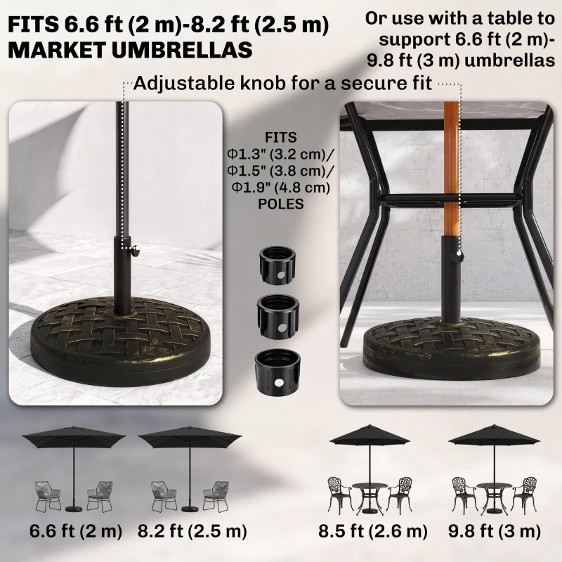 Outsunny 40lbs. Concrete Umbrella Base with Rattan Effect, Heavy Duty Parasol Stand for Outdoor Patio Umbrella, Bronze