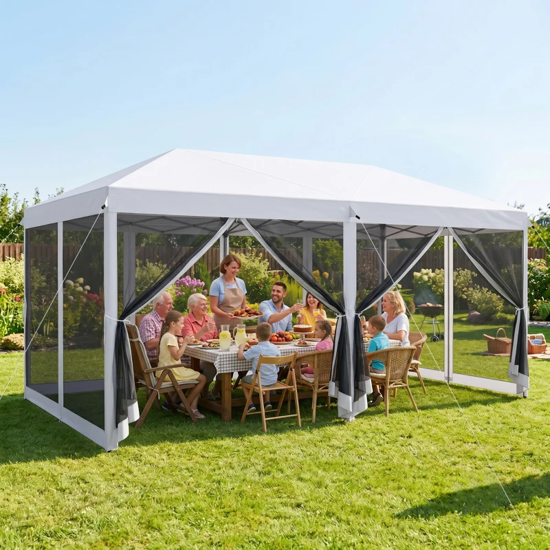 Outsunny 10' x 20' Pop Up Canopy Tent with Netting, Heavy Duty Instant Sun Shelter, Large Tents for Parties with Carry Bag for Outdoor, Garden, Patio, Cream White