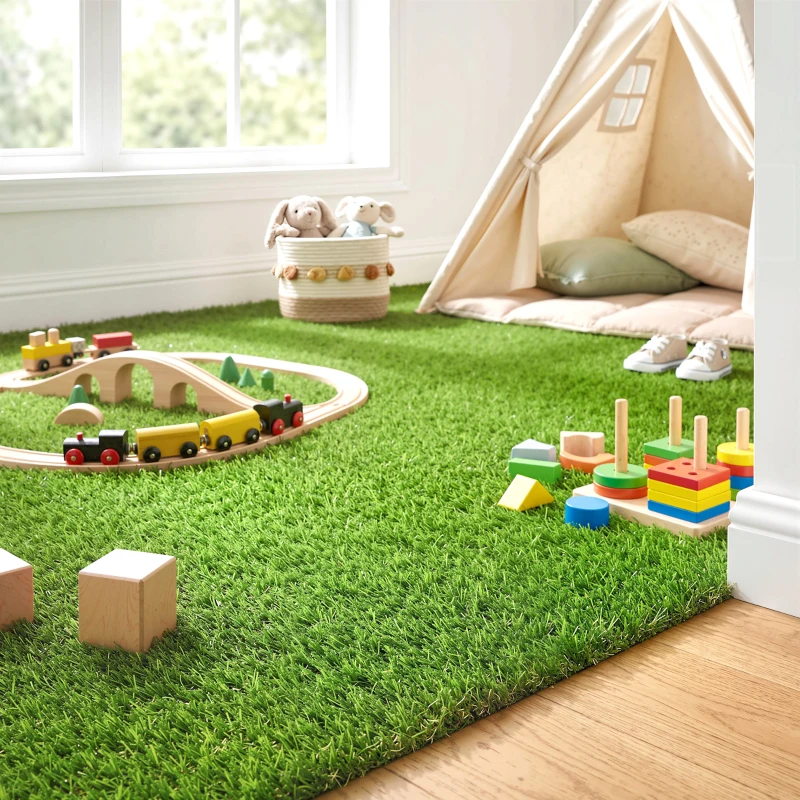 Outsunny 10' x 3' Artificial Grass Turf, Easy-Clean Indoor Outdoor Rug with Drainage Holes, Cut-to-Fit Fake Grass Turf Mat, 1.2" Thick Dogs Pet Synthetic Lawn Carpet for Landscape Backyard Patio