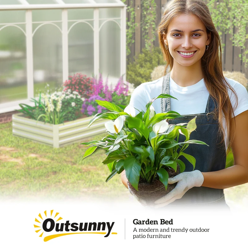 Outsunny 95" x 36" x 12" Galvanized Raised Garden Bed, Easy DIY and Cleaning for Growing Flowers, Herbs, Succulents, Silver