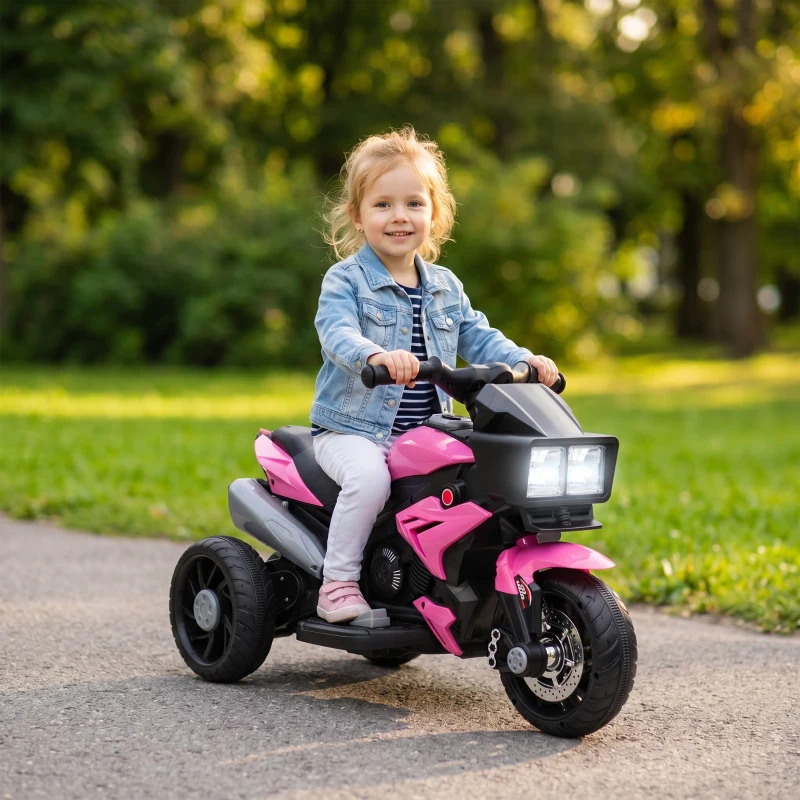 Aosom 6V Kids Motorcycle, Battery-Operated Mini Electric Motorbike with Forward/Reverse Switch, Horn, Pink