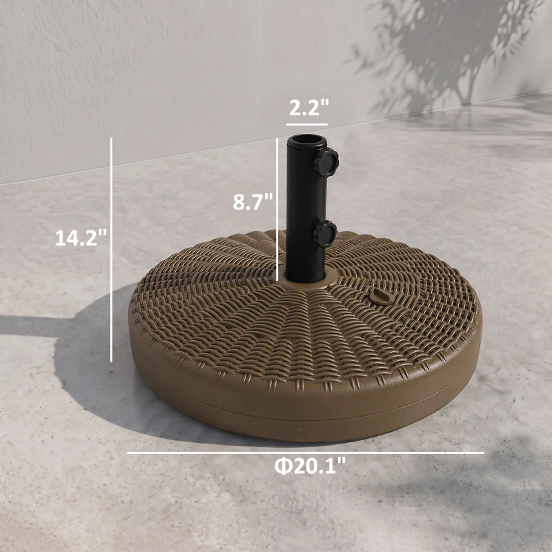 Outsunny Umbrella Stand for 1.5" or 2" Umbrella Poles, Round Fillable Umbrella Base for Outdoor, Lawn, Deck, Brown