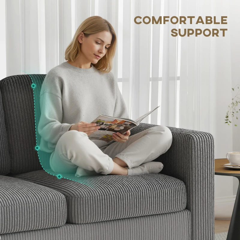 HOMCOM Sectional Sofa, L Shaped Couch, with Changeable Chaise or Ottoman, Dark Grey