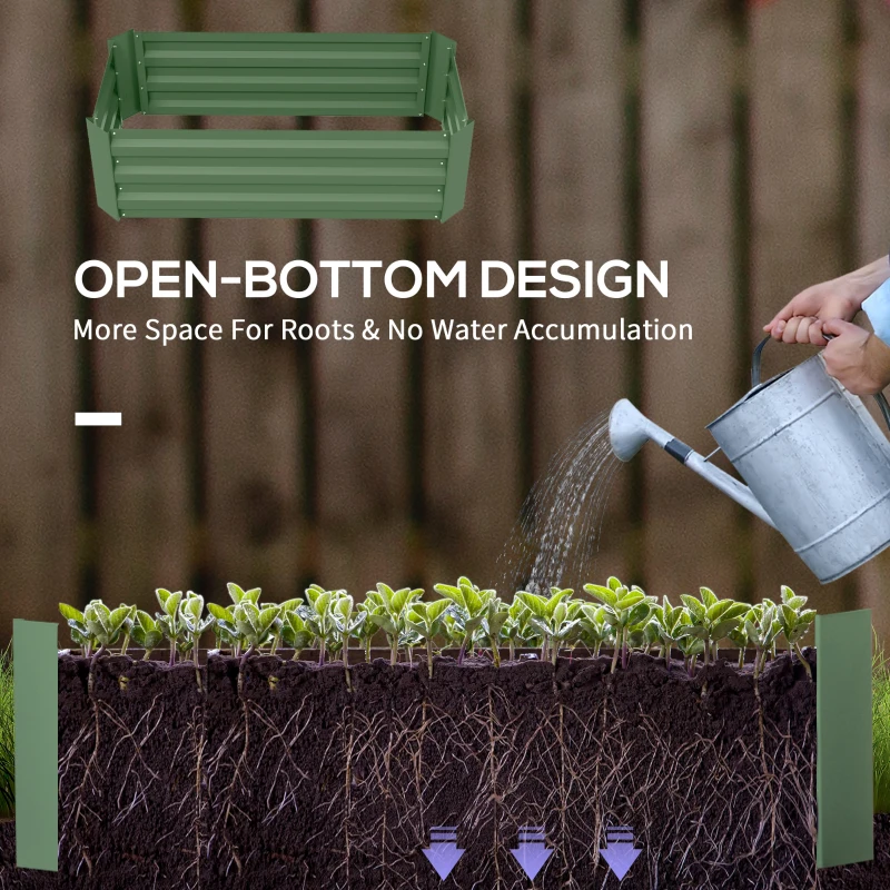 Outsunny Galvanized Raised Garden Beds, Outdoor Planter Box, Set of 2, for Flowers, Herbs and Vegetables, Green