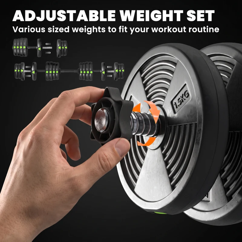 Soozier 66LBS 2-in-1 Adjustable Barbell & Dumbbells Set, Weights Set with Non-slip Handles for Men and Women Home Gym Training