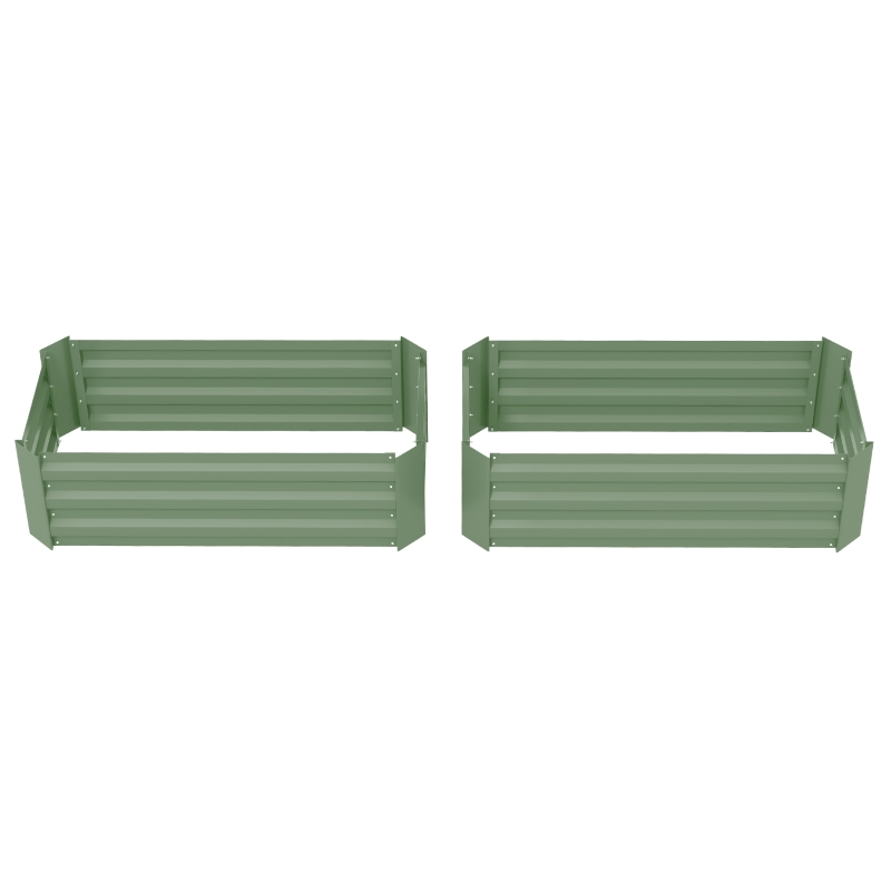 Outsunny Galvanized Raised Garden Beds, Outdoor Planter Box, Set of 2, for Flowers, Herbs and Vegetables, Green