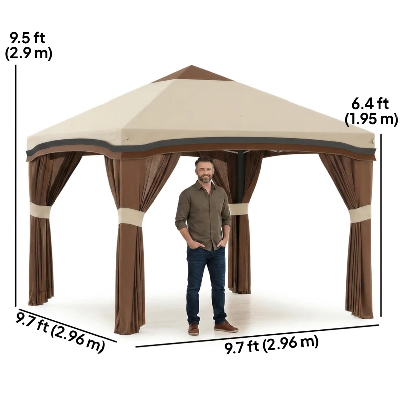 Outsunny 10' x 10' Pop Up Canopy with Netting, Foldable Tents for Parties, Height Adjustable, with Storage Bag