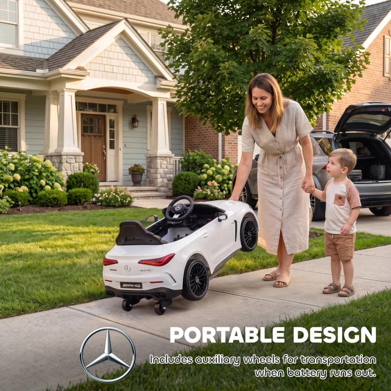 Qaba 12V Electric Car for Kids Licensed Mercedes AMG CLE 53 with Remote, Suspension, Lights, Music for 37-72 Months, White