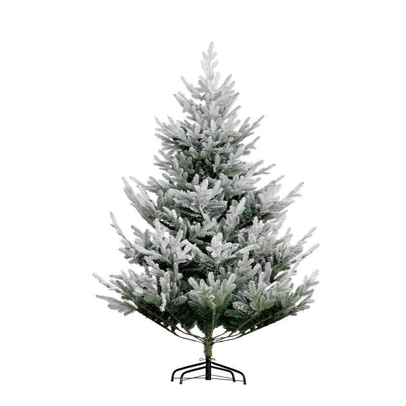 HOMCOM 6 FT Artificial Christmas Tree, Flocked Hinged Xmas Tree with 795 Tips, Steel Base, Auto Open, Green