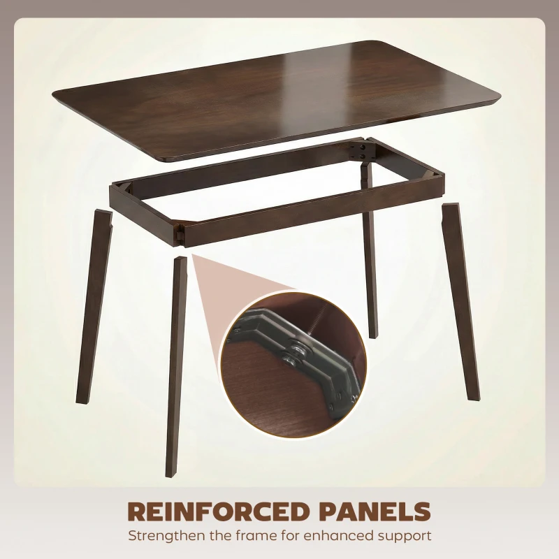 HOMCOM 47.2" Rectangle Dining Table for 4, Mid-Century Modern Kitchen Table with Rubber Wood Frame for Dining Room, Mahogany