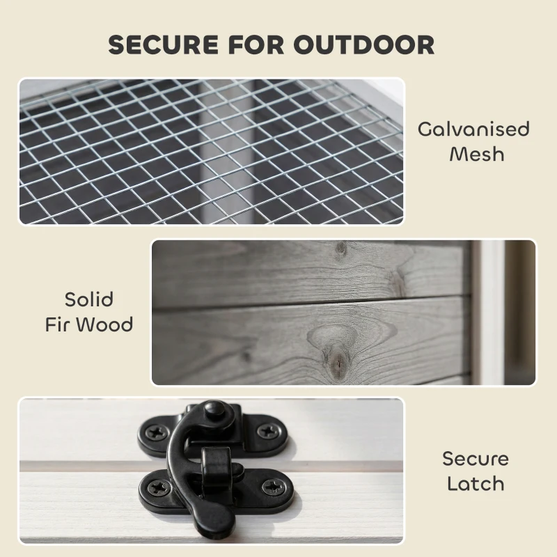 PawHut Tortoise Habitat Openable Top Wooden Tortoise Enclosure Run Area and Clear Window Dark Gray