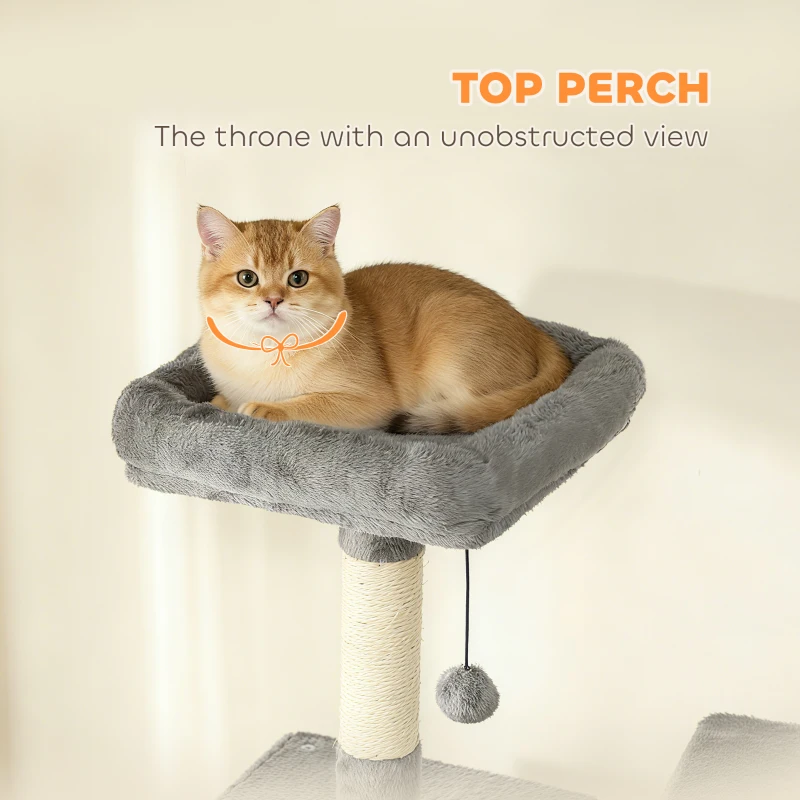 PawHut Multi-Level Cat Tower, 80" Tall Cat Tree, with 2 Condos, 2 Hammocks, 6 Sisal Scratching Posts, Dark Gray