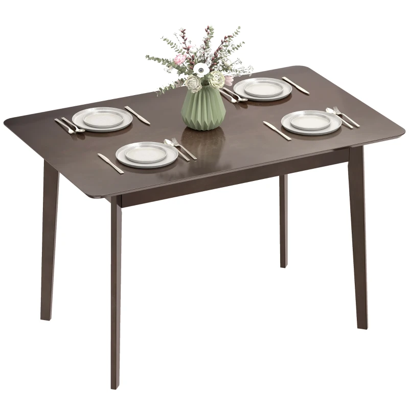 HOMCOM 47.2" Rectangle Dining Table for 4, Mid-Century Modern Kitchen Table with Rubber Wood Frame for Dining Room, Mahogany
