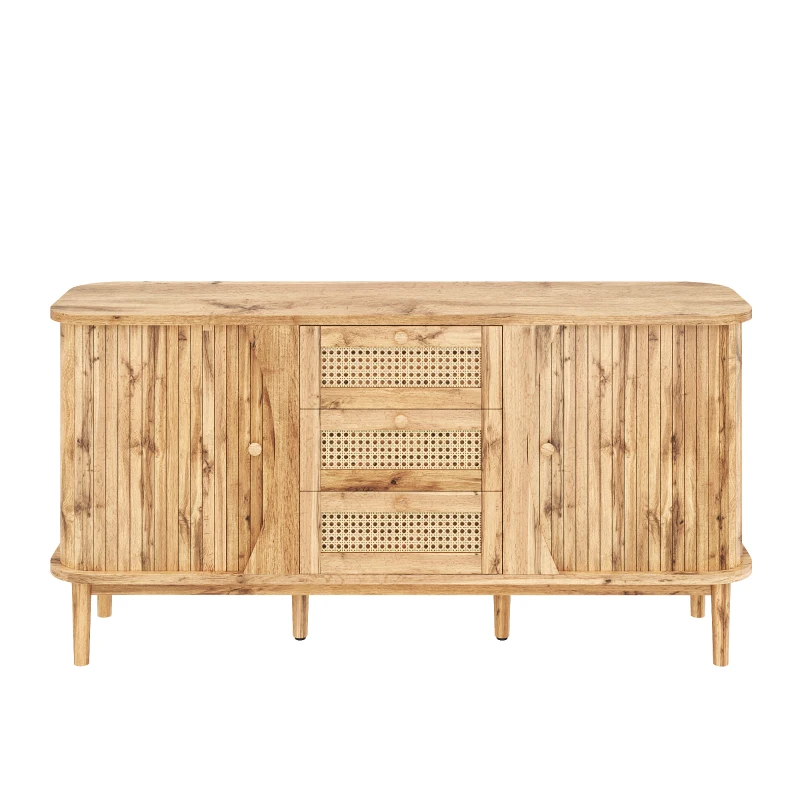 Versatile Sideboard with 3 Drawers, 2 Doors and Adjustable Shelves, Stylish Cabinet for Living or Dining Room,55.5'' L x 16'' W x 30'' H, Wood