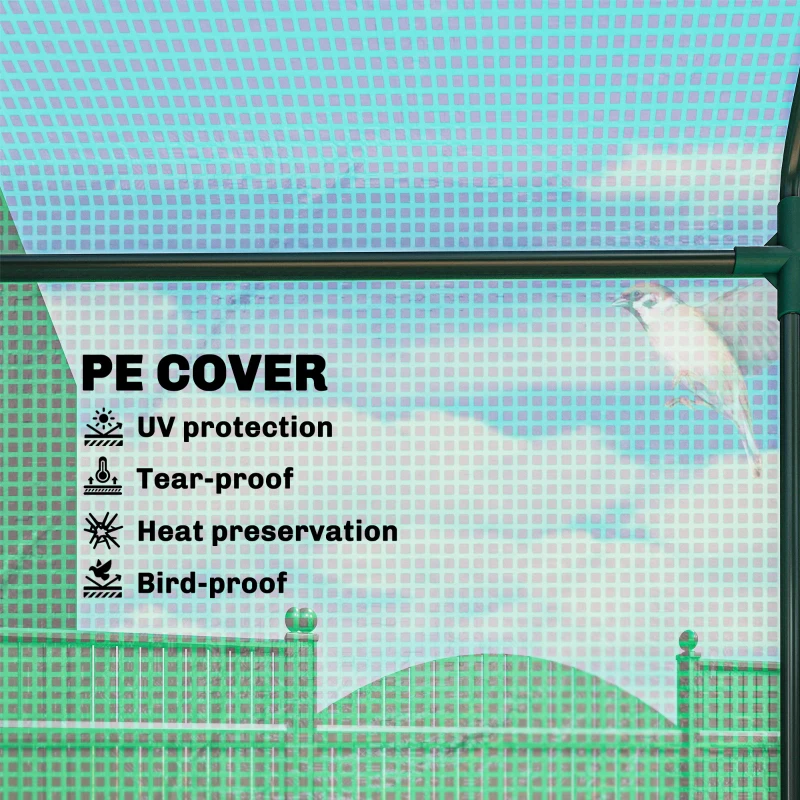 Outsunny 6' x 3' x 5' Portable Walk-in Greenhouse, PE Cover, Steel Frame Garden Hot House, Zipper Door, Top Vent for Flowers, Vegetables, Saplings, Tropical Plants, Green