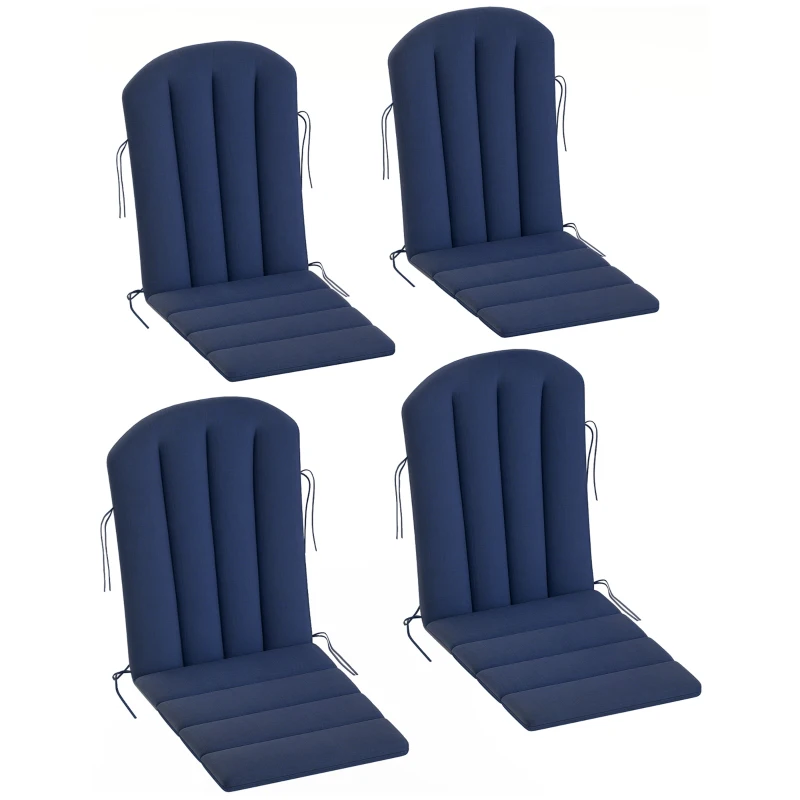 Outsunny Set of 4 Patio Chair Cushions, High Back Adirondack Chair Cushion with Ties, High-Density Foam, Navy Blue